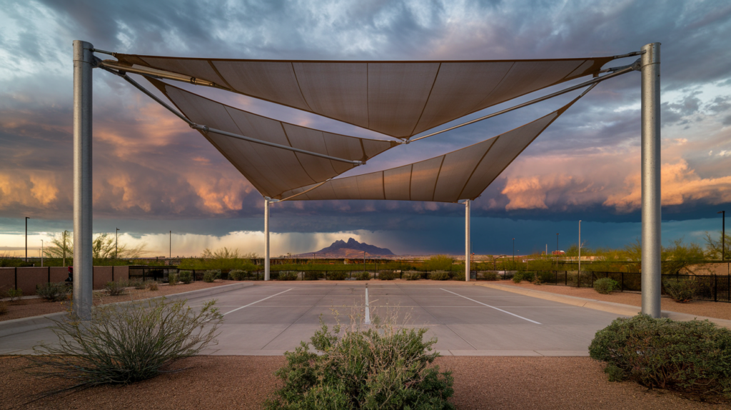 Super el nino monsoon shade wind rating — commercial shade structure by Total Shade LLC, Phoenix AZ
