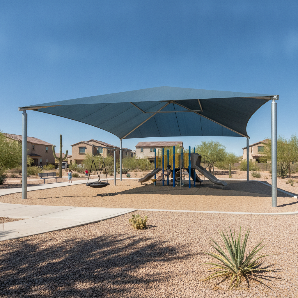 Commercial shade structures gilbert AZ — commercial shade structure by Total Shade LLC, Phoenix AZ