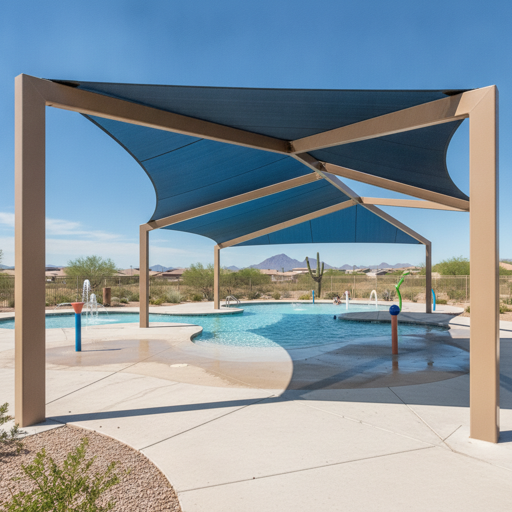 Commercial shade structures gilbert AZ — commercial shade structure by Total Shade LLC, Phoenix AZ