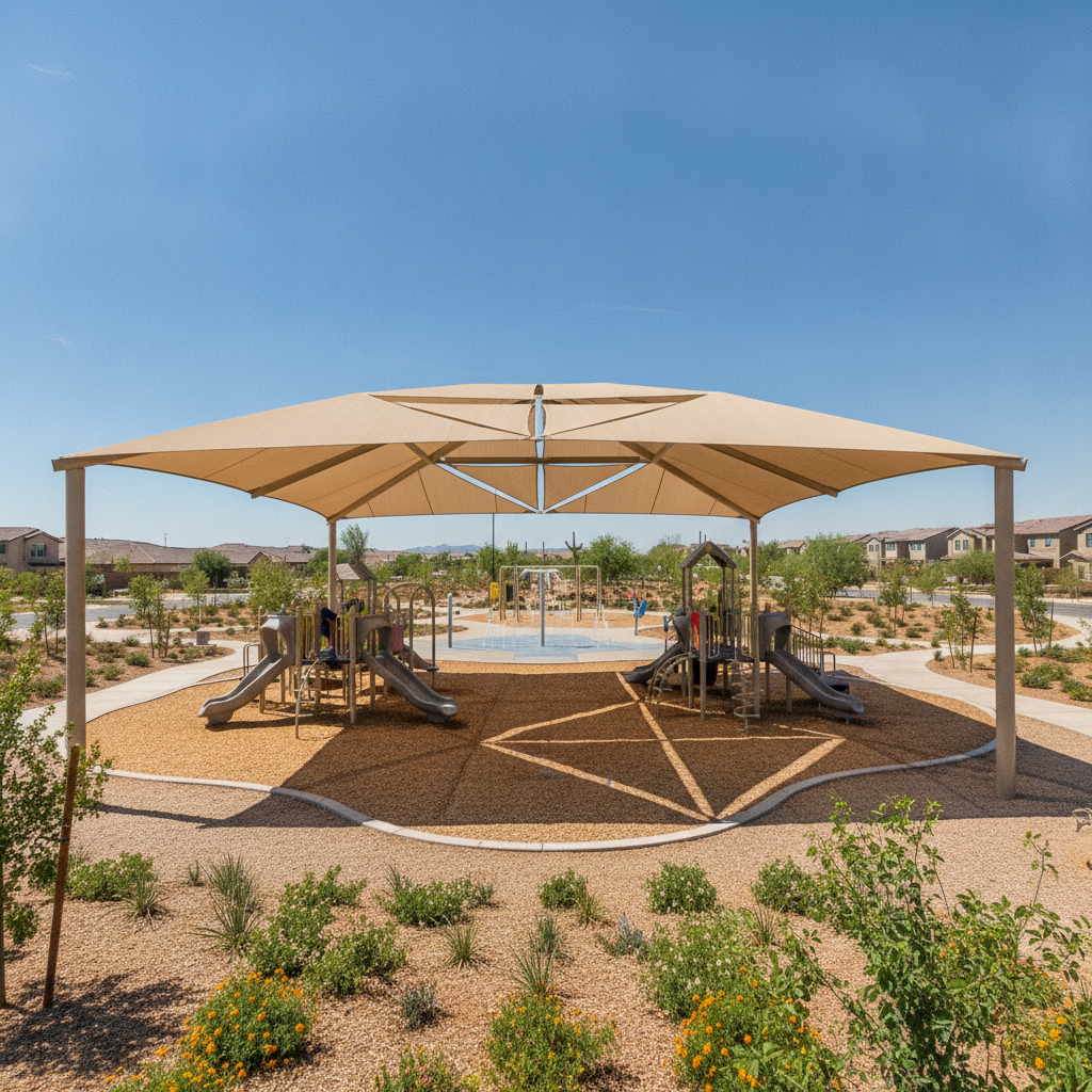 Commercial shade structures queen creek AZ — commercial shade structure by Total Shade LLC, Phoenix AZ