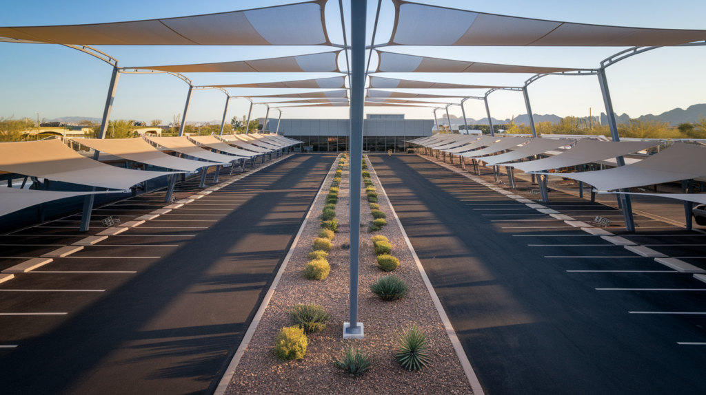Phoenix parking lot shade commercial compliance — commercial shade structure by Total Shade LLC, Phoenix AZ