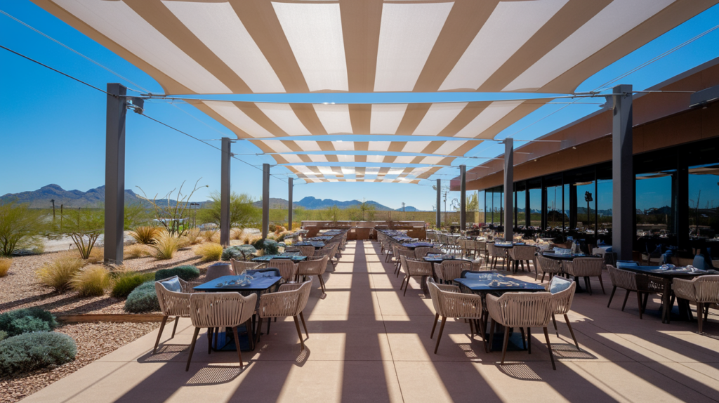 Phoenix restaurant patio shade structure — commercial shade structure by Total Shade LLC, Phoenix AZ